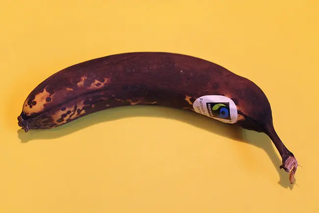 바나나가 과숙성 단계인 껍질이 짙은 갈색으로 변한 상태